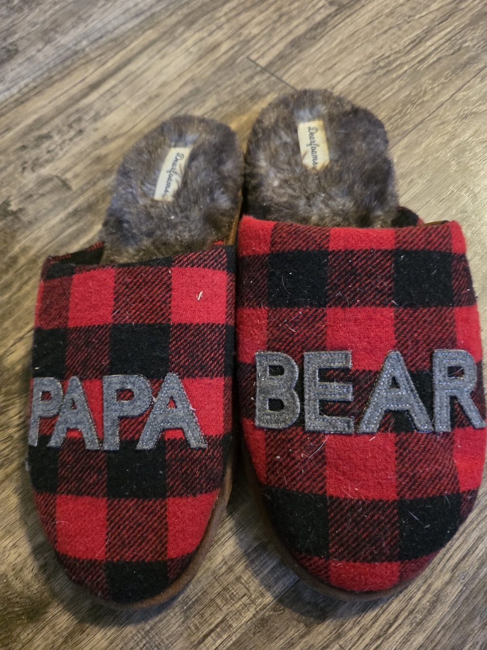 Papa Bear Plaid Men's Slippers